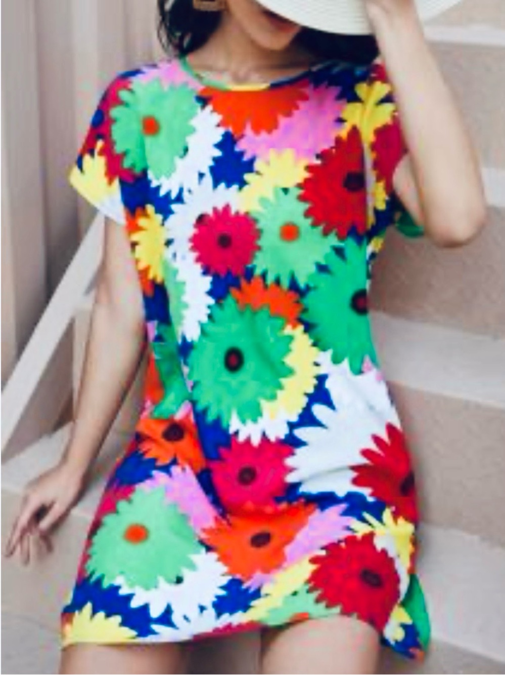 Multicolor Daisy Floral Print Dress